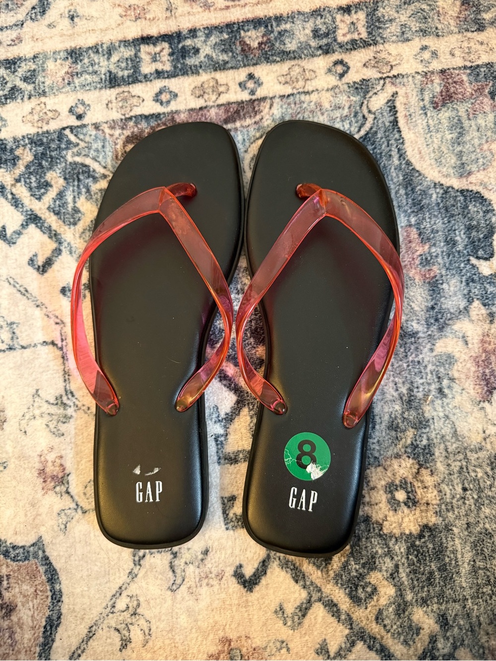 GAP Women's Black Sandals with Pink Translucent Straps